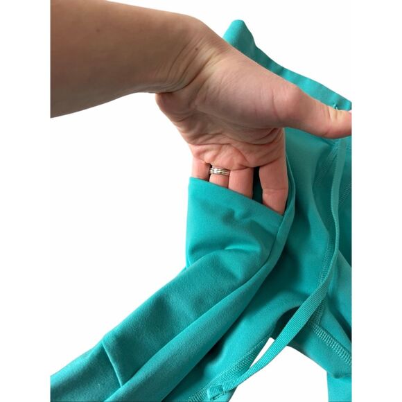 Alo Yoga Leggings 7/8 High Waist Checkpoint Drawstring Green Teal XS - Picture 6 of 7